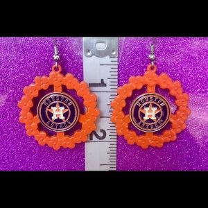 Flowered Peace Orange Houston Astros Earrings